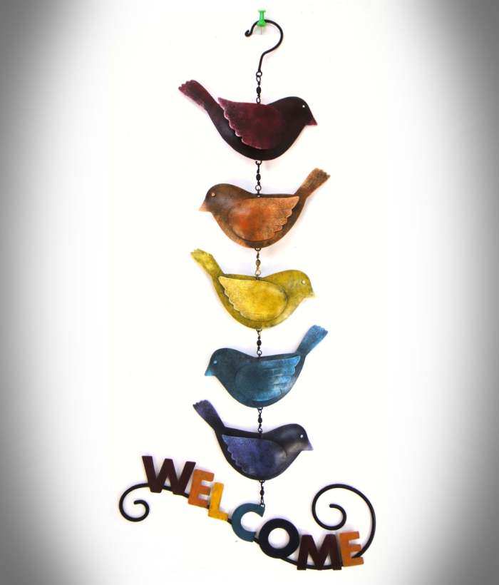 Welcome Hanging Rainbow Birds